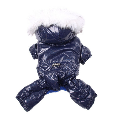 Кучета Котки Зимен комбинезон Пухено яке PU кожа Водоустойчиви дрехи Палто за домашни любимци Кученце Яке Топло облекло
