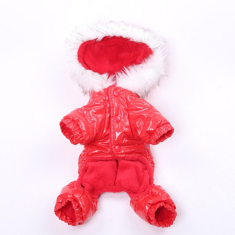 Кучета Котки Зимен комбинезон Пухено яке PU кожа Водоустойчиви дрехи Палто за домашни любимци Кученце Яке Топло облекло