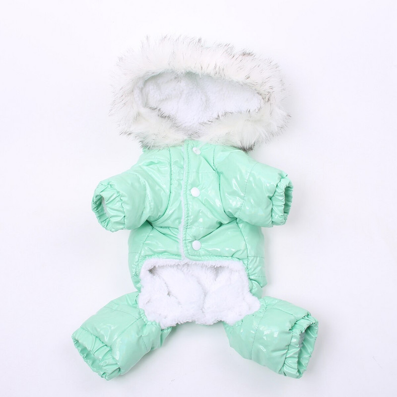 Кучета Котки Зимен комбинезон Пухено яке PU кожа Водоустойчиви дрехи Палто за домашни любимци Кученце Яке Топло облекло