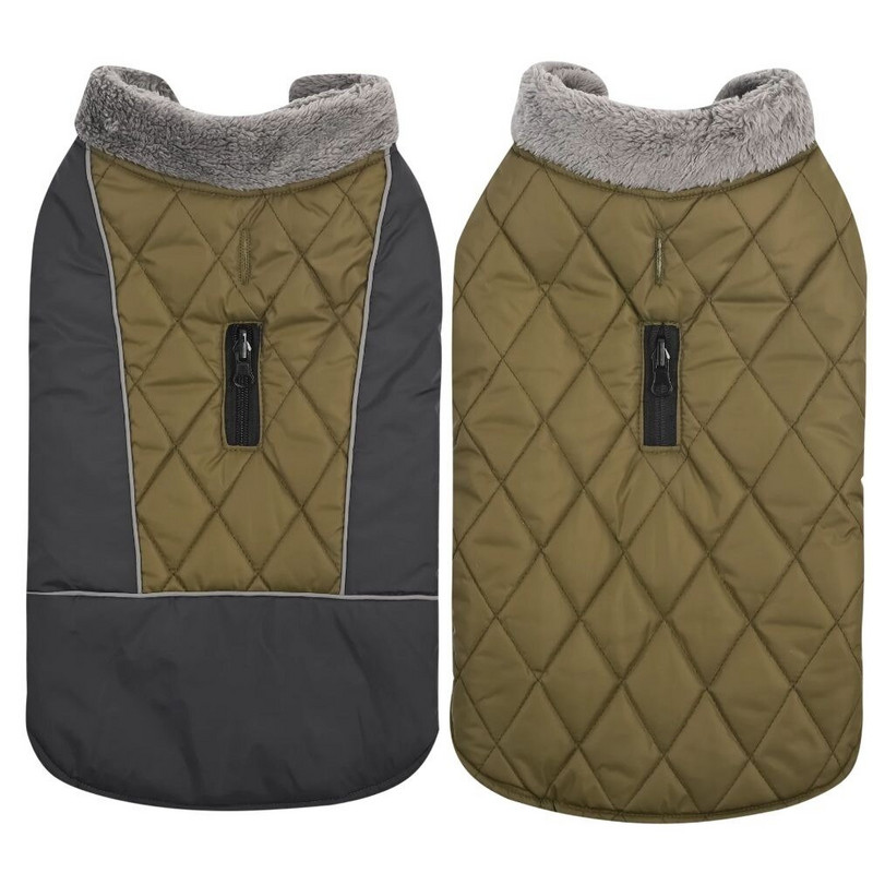 HOOPET Jachetă de iarnă pentru câini, căptușită, îmbrăcăminte caldă pentru câini, cu guler de blană, vestă reversibilă pentru câini mici, mijlocii mari, articole pentru haine pentru animale de companie