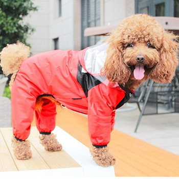 Pet Dog Αδιάβροχο αδιάβροχο Jumpsuit Reflective Rain Coat με κουκούλα αδιάβροχα μπουφάν Μικρά ρούχα για εξωτερικούς χώρους για σκύλους Προμήθειες για κατοικίδια