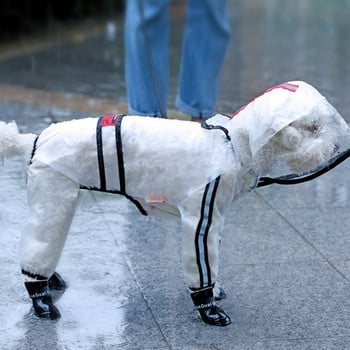 Αδιάβροχο σκύλου Ρούχα για σκύλους Διαφανές αδιάβροχο ελαφρύ αδιάβροχο παλτό για σκύλους μανδύας για κατοικίδια Μικρό σκυλί για γάτα Chihuahua TeddyJumpsuit