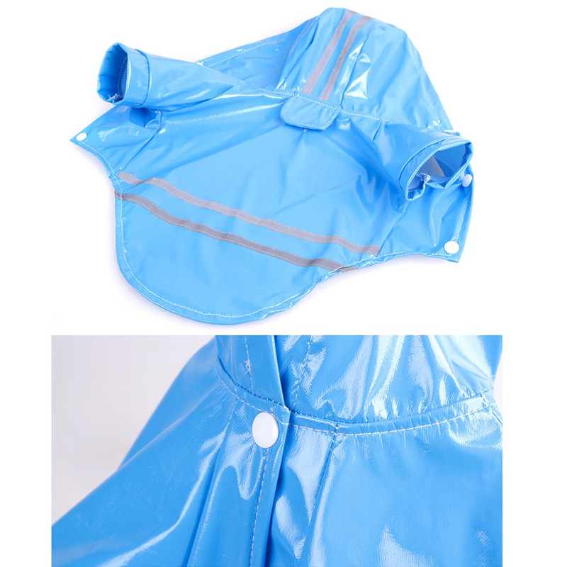 Дъждобран за малки кучета PU Светлоотразителни водоустойчиви дрехи Гащеризон с качулка Дъждобран за малки средни кучета Теди Чихуахуа