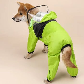 Αδιάβροχο σκυλί για κατοικίδια Αδιάβροχο αδιάβροχο με διαφανή κουκούλα Jumpsuit Ρούχα σκυλιών για σκύλους Γάτες Μπουφάν για σκύλους Στολή