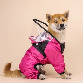 Αδιάβροχο σκυλί για κατοικίδια Αδιάβροχο αδιάβροχο με διαφανή κουκούλα Jumpsuit Ρούχα σκυλιών για σκύλους Γάτες Μπουφάν για σκύλους Στολή