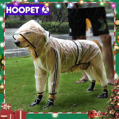 HOOPET Pet Raincoat Puppy Four Foet Hooded Διαφανές αδιάβροχο Teddy Large Dog Ρούχα για ζώα