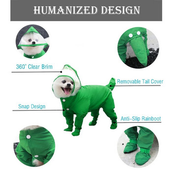 Pet Dog Αδιάβροχο για σκύλους με κουκούλα μονοκόμματο Αδιάβροχο μποτάκι με κουκούλα για στολή για υπαίθρια φόρμα κουταβιών Pet Raining Coat