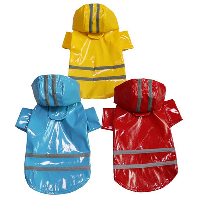 Summer Outdoor Puppy Pet Rain Coat S-XL Hoody Водоустойчиви якета PU Дъждобран за Кучета Облекло Дрехи Малко Теди Дъждобран