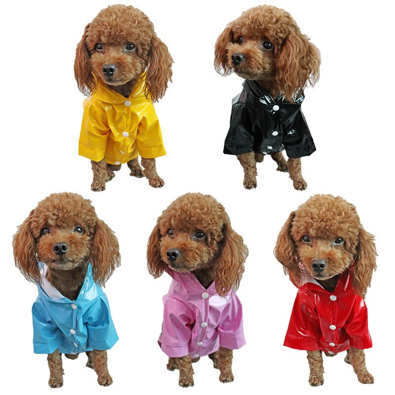 Summer Outdoor Puppy Pet Rain Coat S-XL Hoody Водоустойчиви якета PU Дъждобран за Кучета Облекло Дрехи Малко Теди Дъждобран