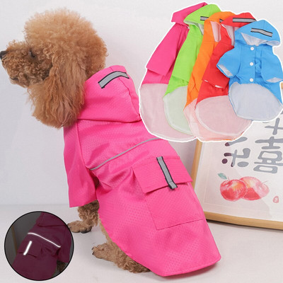 S-XL Домашни любимци Кучешки дрехи Дъждобрани с качулка Светлоотразителни ленти Кучешки дъждобран Водоустойчиви якета Външни дишащи дрехи за кученца