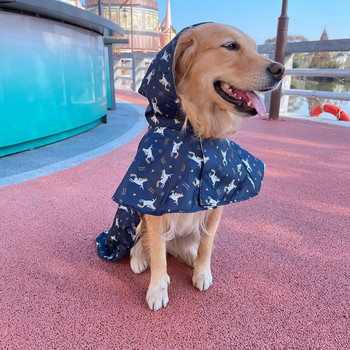 Big Dog Raincoat Lovely printed Raincape Reflective Rain Coat με κουκούλα αδιάβροχα μπουφάν Μικρά ρούχα εξωτερικού χώρου για σκύλους Προμήθειες για κατοικίδια