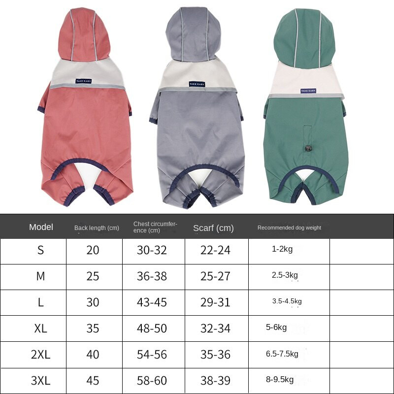 PSM uued koerariided veekindlad mütsiga kombinesooniga helkur Suvine vihmamantel väikestele koertele Tarvikud lemmikloomade vihmamantel õues