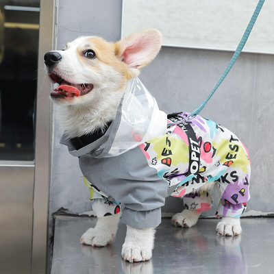 Αδιάβροχο HOOPET Corgi τετράποδο αδιάβροχο all-inclusive καλοκαιρινό Teddy Μικρό μεσαίου μεγέθους σκύλος Pet Traction Dog Ειδικά ρούχα