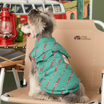 Φθινοπωρινά χειμωνιάτικα ρούχα για σκύλους πουπουλένιο γιλέκο αμάνικο ζεστό παλτό Μόδα στάμπα μπουφάν Μικρά μεσαία ρούχα για κατοικίδια