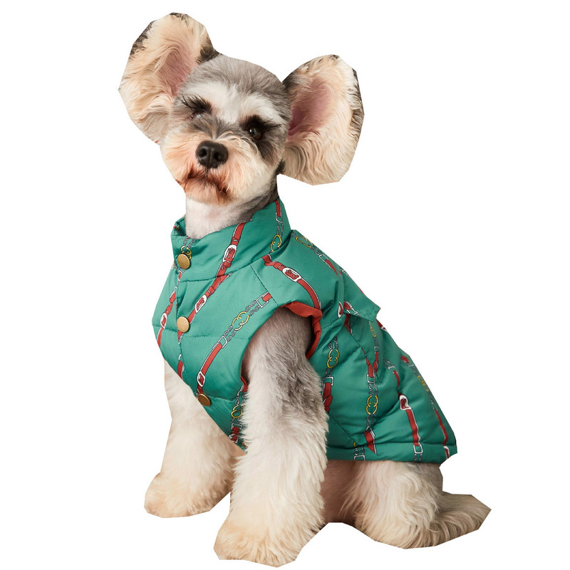 Őszi téli kutyaruhák pehelymellény Ujjatlan meleg kabát dzseki divatnyomtatott pehelykabát Kis közepes kutya kisállatruhák