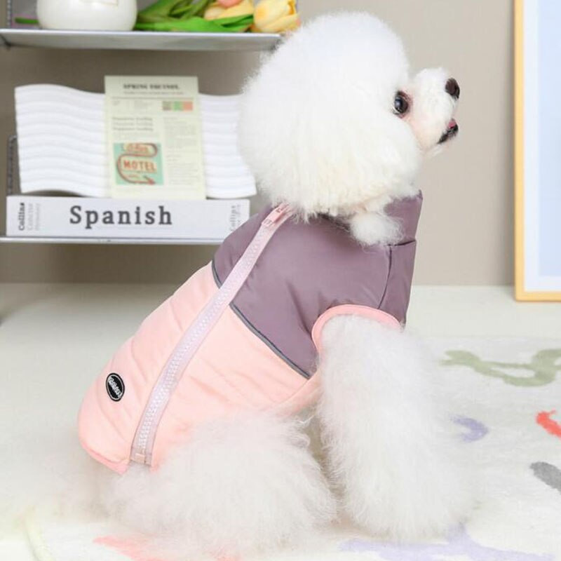 Šilti šunų drabužiai Žieminiai užtrauktuku dekoruoti šunų pūkinė striukė mažiems vidutiniams šunims Jorkšyro terjeras šuniuko liemenė Drabužiai naminių gyvūnėlių aprangos kailis