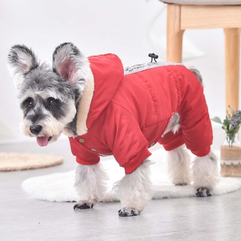 Neperšlampami šunų pūkiniai parkai stori rūbai mažiems šuniukams Yorkie mopsai nuo vėjo su gobtuvu striukė S XXL Pet Cat kombinezonas