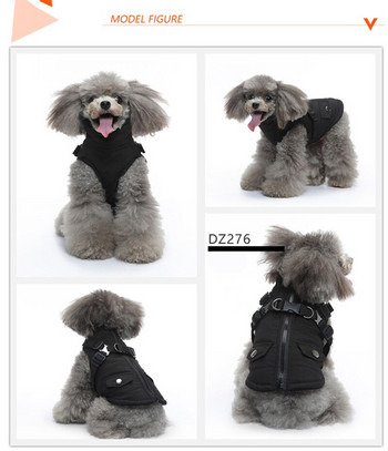 Βαμβακερά ρούχα για σκύλους χειμερινού κατοικίδιου Φερμουάρ στο στήθος Θωρακιδικό Ζεστό καπέλο Μπουφάν Πιο παχύ παλτό Κοστούμι επίθεσης τσέπης Casual Ρούχα για κουτάβι