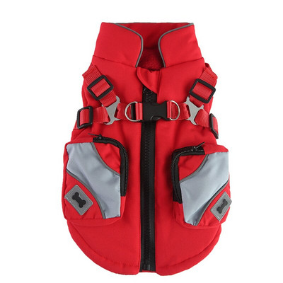 Žieminiai naminiai šunys medvilniniai drabužiai krūtinės užtrauktukas Thoracodorsal šilta kepurė Striukė Storesnis paltas Kišenė Kostiumas puolimui Laisvalaikio šuniuko drabužiai