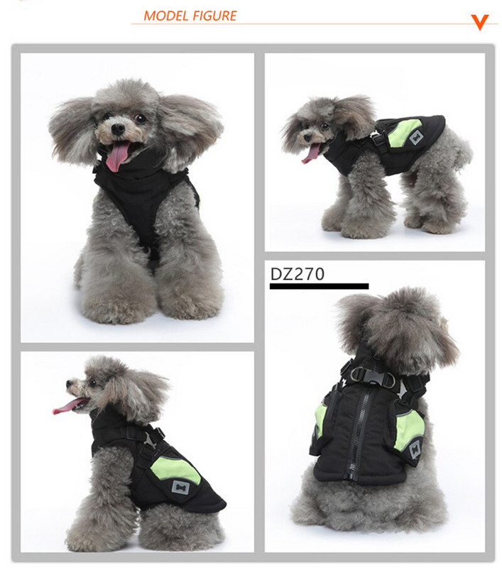 Žieminiai naminiai šunys medvilniniai drabužiai krūtinės užtrauktukas Thoracodorsal šilta kepurė Striukė Storesnis paltas Kišenė Kostiumas puolimui Laisvalaikio šuniuko drabužiai