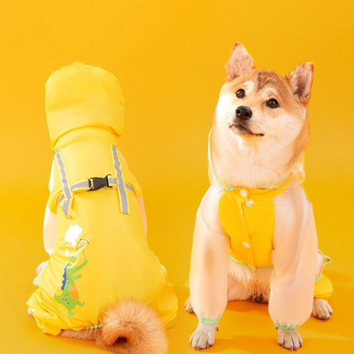 Pelernă de ploaie pentru câini de companie, în carouri, frânghie de tracțiune, cu boruri mari, poncho pentru animale de companie, cu patru picioare, all-inclusive, pentru câini mici, haine reflectorizante