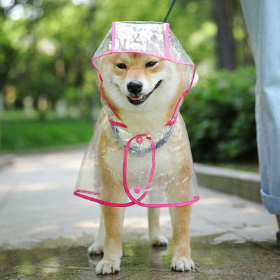 Lemmikloomade riided Läbipaistev koerte vihmamantel koerte veekindel jakk jakk Moodne PU lemmiklooma pontšo mantel väikestele keskmistele koertele kutsikate vihmariided