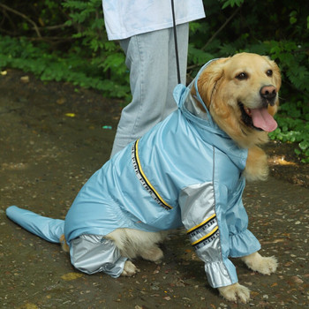 Αδιάβροχο HOOPET Big Dog Αδιάβροχο με ουρά ολόσωμη φόρμα για μεγάλα σκυλιά με αντανακλαστικές λωρίδες Αδιάβροχο μπουφάν Labrador με τρύπα ρυμούλκησης