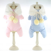 Teplý overal pre psov a mačky s falošným golierom, obojstranné zimné oblečenie pre psy a šteniatka