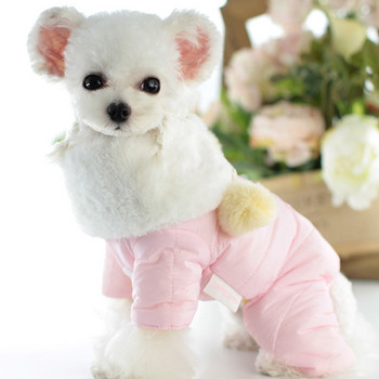 Куче, котка, топъл гащеризон, палто с изкуствена яка, двустранно зимно облекло за кученца за домашни любимци