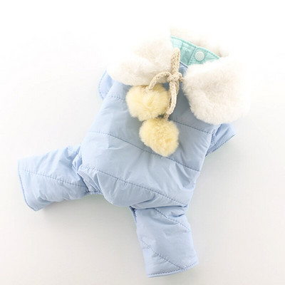 Teplý overal pre psov a mačky s falošným golierom, obojstranné zimné oblečenie pre psy a šteniatka