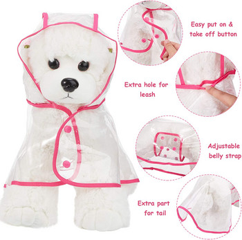 Αδιάβροχο σκυλί για κατοικίδια Clear Pet αδιάβροχα ρούχα με κουκούλα μπουφάν βροχής πλαστικό Puppy Rain Poncho Ρούχα για κατοικίδια για μικρό μεσαίο σκύλο