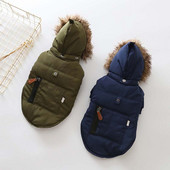 Sügistalv Uued Koerariided Kapuuts Suur karusnahast kaelarihm Puuvillane mantel Lemmikloomariided Väikesed ja Keskmised Koerte Polsterdatud Jope Kutsikas Hoia soojas