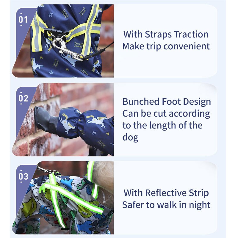 HOOPET Naminių gyvūnėlių lietpaltis Čihuahua meškiukas Keturias pėdas atspindintis šuns lietpaltis Mieli neperšlampami lauko drabužiai su permatoma kepure