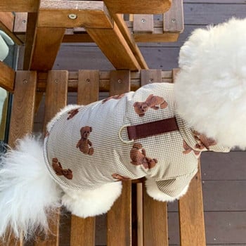 Χειμερινά χοντρά βαμβακερά ρούχα για κατοικίδια, καρό, χαριτωμένο αρκουδάκι για έλξη για σκύλους, κουτάβι Chihuahua Yorkshire, ρούχα για σκύλους με καπέλο