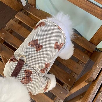 Χειμερινά χοντρά βαμβακερά ρούχα για κατοικίδια, καρό, χαριτωμένο αρκουδάκι για έλξη για σκύλους, κουτάβι Chihuahua Yorkshire, ρούχα για σκύλους με καπέλο