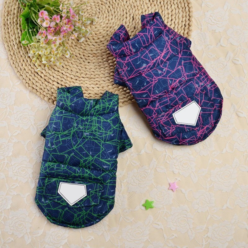 Bunda pre domáce zvieratá pre psov, jeseň/zima, bavlnená prešívaná bunda pre psov, zahustený stojatý golier, páperové bundy