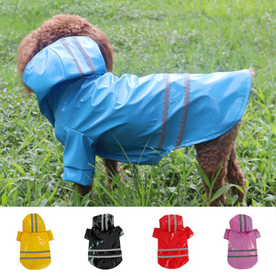 Dog Raincoat Pet Raincoat Reflective Raincoat Waterproof Wear-resistant Pet Supplies Hooded Raincoat Reflective Breathable PU