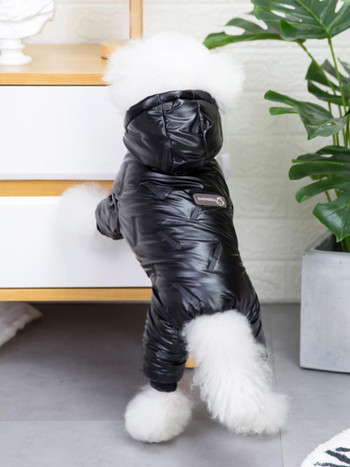 Σκύλος Pet Χειμερινά Ζεστά Ρούχα Παλτό Dog Cat Παλτό Τετράποδα Βαμβακερό παλτό PU ανάγλυφο Pet Puppy Γιλέκο με κουκούλα 2 χρωμάτων