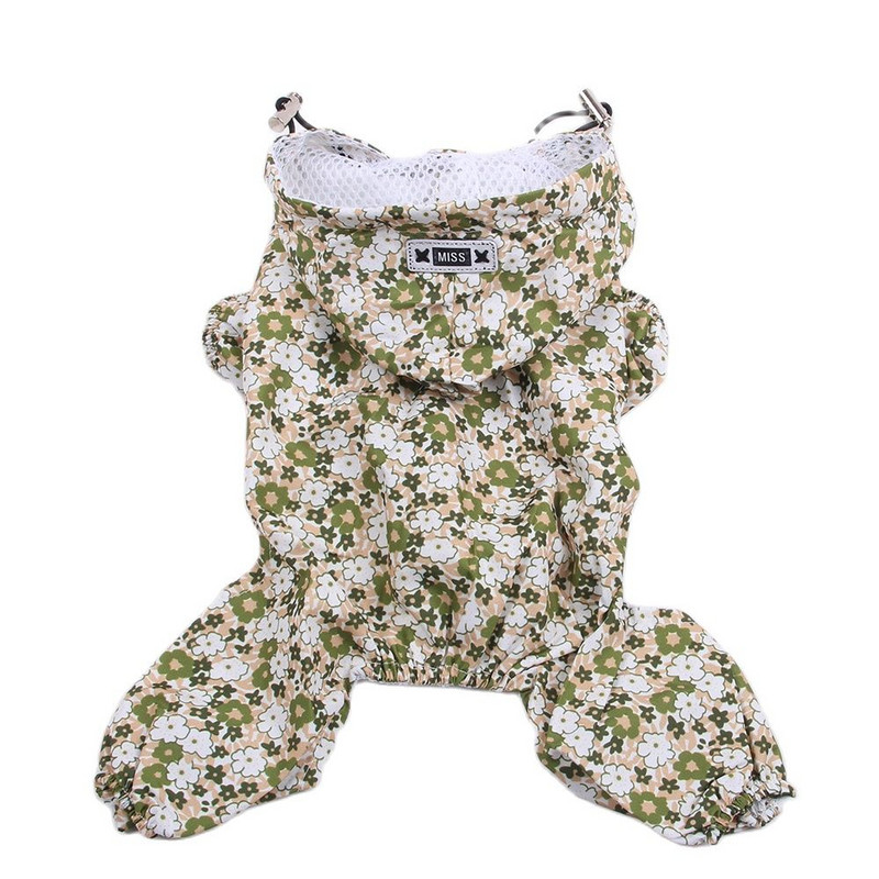 Väikese koera kassi lilleline vihmamantel Jumpsuit lemmiklooma kutsika mantel jope tuulejakk rõivad 5 suurust 3 värvi