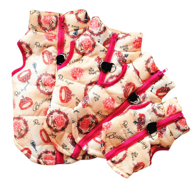 Šuns liemenės striukė rudeniui ir žiemai be rankovių su užtrauktuku su pavadėlio žiedu Pet Šilta striukė mažiems vidutiniams šunims katėms augintiniams krešuliai