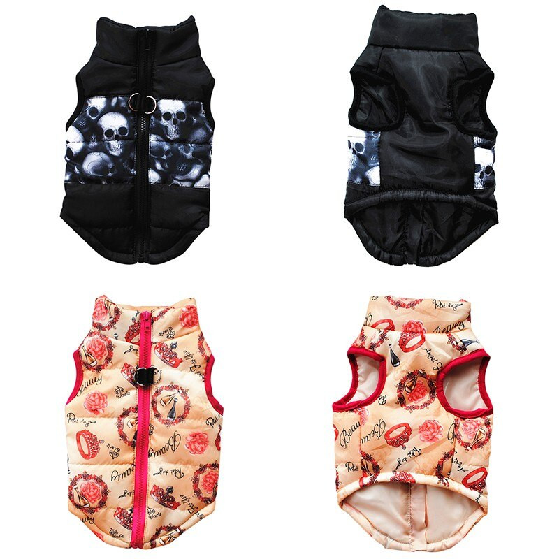 Šuns liemenės striukė rudeniui ir žiemai be rankovių su užtrauktuku su pavadėlio žiedu Pet Šilta striukė mažiems vidutiniams šunims katėms augintiniams krešuliai