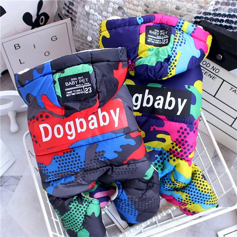 Haine de iarnă pentru câini mic, cățeluș, haină de puf, parkas, modă, camuflaj, imprimat, pisică, cățeluș, costum de schi, jachetă din bumbac pentru câine.