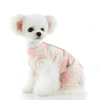 Плътно зимно палто за домашни любимци с котешки принт Зимно палто за кучета на два крака, перящо се облекло за домашни любимци с О-образно деколте