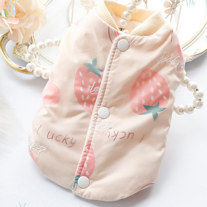 Kiisumantel lilletrükk Paks lemmiklooma talvemantel Kahe jalaga koera talvemantel Pestav kaelariide