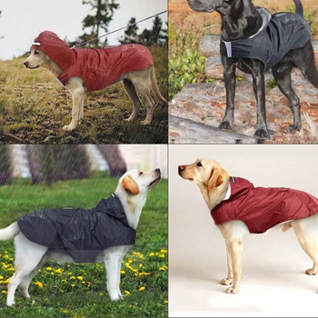 Кучешки дъждобран Водоустойчиво пончо с качулка и светлоотразителни ленти за малки, средни и големи кучета различни размери