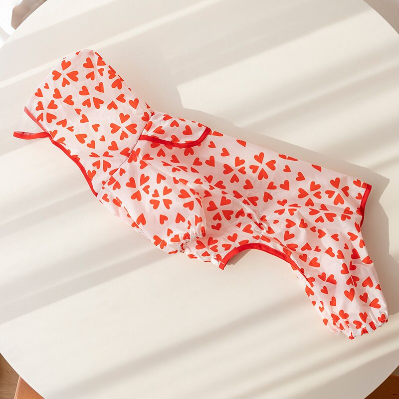 Haina pentru câini din desene animate Pelenă de ploaie imprimată pentru câini ținute duble impermeabile cu patru picioare toamnă iarnă drăguț teddy roz Ropa Para Perro