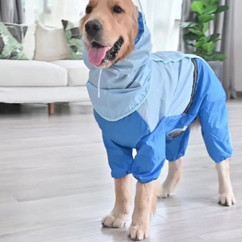 ZOOBERS Αδιάβροχο για μεγάλους σκύλους, αντανακλαστικό με αφαιρούμενο κάλυμμα ουράς Ελαφρύ αδιάβροχο Jumpsuit Rain Coat Ανθεκτικό στο νερό