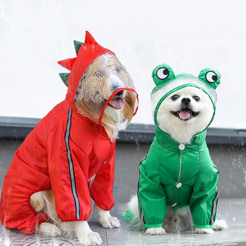 Cute Pet Dog Raincoat Frog Rain Jacket Ολόσωμο κάλυμμα με καπέλο διαφανές γείσο αδιάβροχα για μικρές μεσαίες γάτες σκυλιών