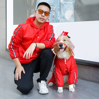 Cute Pet Dog Raincoat Frog Rain Jacket Ολόσωμο κάλυμμα με καπέλο διαφανές γείσο αδιάβροχα για μικρές μεσαίες γάτες σκυλιών