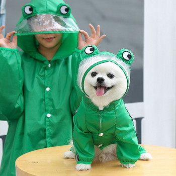 Cute Pet Dog Raincoat Frog Rain Jacket Ολόσωμο κάλυμμα με καπέλο διαφανές γείσο αδιάβροχα για μικρές μεσαίες γάτες σκυλιών